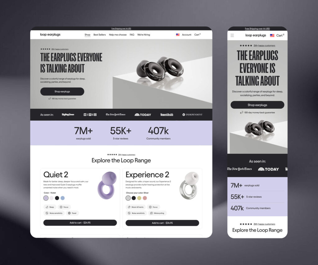 Wollson agency case study for Loop Earplugs